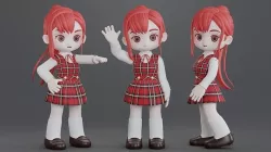 Chibi Japanese High School Girl 01 3D model