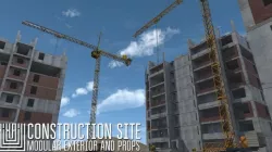 Construction site - modular exterior and props Low-poly 3D model