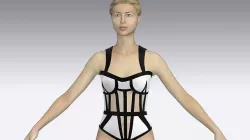 CORSET BLACK AND WHITE COLOR BLOCK NECKLINE 3D model