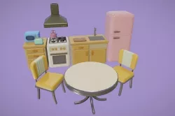Cute Kitchen Set Low-poly 3D model