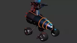 Cyber mini Car with Machine gun 3D model