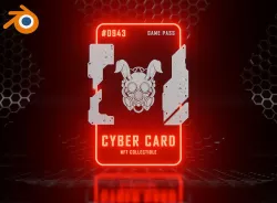CYBER punk card template for Blender Eevvee render 3D model