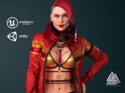 Cyberpunk fashion series - Girl01 Low-poly 3D model