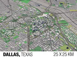 Dallas Texas USA 25x25km 3D City Map 3D model