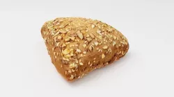 Dark bread bun or loaf with sesame and sunflower seeds 3D model