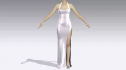  DRESS  LILAC  WHITE PEARL  SLIT  DETAIL HEART  NECKLINE 3D model