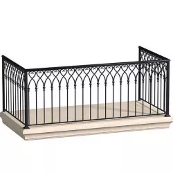 Eastern balcony with wrought iron railing 3D model