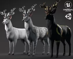 Fantasy Golden Deer Low-poly 3D model