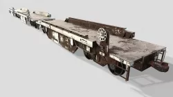 Flat Bed Train Cars Low-poly 3D model