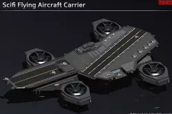 Flying Aircraft Carrier Low-poly 3D model