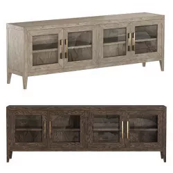 FRENCH CONTEMPORARY GLASS 4-DOOR MEDIA CONSOLE 3D model