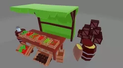 Fruit Market Stand Low-poly 3D model