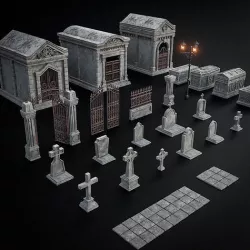 GOTHIC CEMETERY ASSET PACK Low-poly 3D model