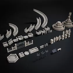 GOTHIC EXTERIOR PROPS ASSET Collection Low-poly 3D model