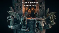 Gothic statues Low-poly 3D model