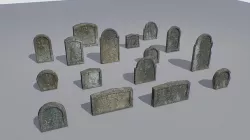 Gravestones pack 3 Low-poly 3D model