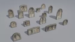 Gravestones pack 4 Low-poly 3D model