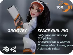 Groovy Space Girl - Rigged character for Blender and Unity Low-poly 3D model