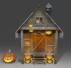 Halloween house with halloween pumpkin 3D model