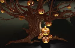 Halloween Pumpkin With Horror Tree 3D model Low-poly 3D model