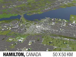 Hamilton Canada 50x50km 3D City Map 3D model