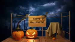 Happy Halloween Realistic Pumpkins with props 3D model