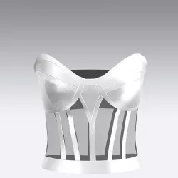 HEART NECKLINE CORSET DRAPED COLOR  WHITE TYPE  SILK  3D model