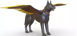 High Poly Monster Simargle the Black Dog Deity Low-poly 3D model