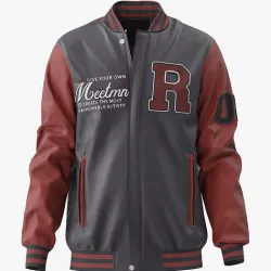 Jacket Men Embroidery Baseball Jackets Pu Leather 3D model