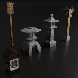 JAPANESE URBAN PROPS PACK Low-poly 3D model