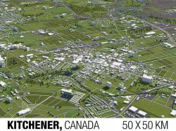 Kitchener Canada 50x50km 3D City Map 3D model