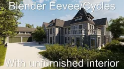 Large Mansion 2021 Blender Eevee and Cycles 1 without furniture Low-poly 3D model