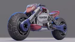 Lowpoly Cyberpunk Motorcycle - Sun Wukong Bike Low-poly 3D model