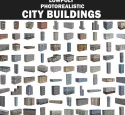 Lowpoly Photorealistic City Buildings Low-poly 3D model
