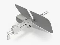 M1919 Browning machine gun with shield 3D model
