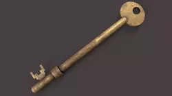Medieval Copper Key V2 Low-poly 3D model