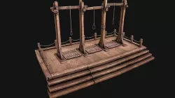 Medieval Gallows Podium Torture Low-poly 3D model