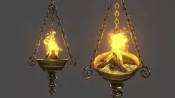 Medieval Lighting Ceiling Brazier Low-poly 3D model
