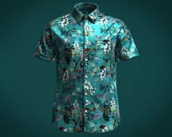 Mens Short Sleeve Floral Shirt 3D model