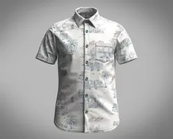 Mens Short Sleeve Printed Shirt 3D model