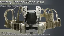 Military Props Vol 03 Chest Rigs Collection Low-poly 3D model