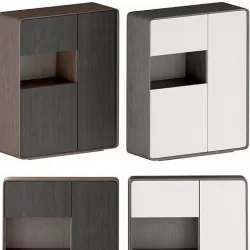 Modern Side Cabinet Solid Wood Veneered Chest 3D model