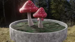 Mushroom in a plant pot Low-poly 3D model