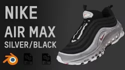 Nike Air Max 97 Silver Black Low-poly 3D model