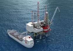 Offshore oil rig drilling platform and tanker 3D model
