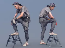 Photorealistic Construction Worker Character 3D model