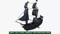 Pirate Battle Sailing Ship Low-poly 3D model