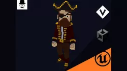 Pirate Character - Voxel Model Low-poly 3D model
