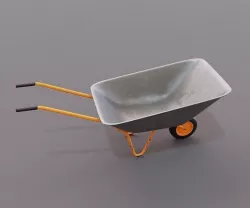 Realistic Orange wheelbarrow Low-poly 3D model