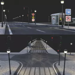 Road and busstop 3D model